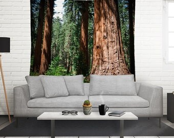 Redwood Forest Tapestry, Tree Wall Tapestry, Forest Wall Art, California Redwoods Wall Tapestry, Sequoia Trees, Sierra Nevada Mountains