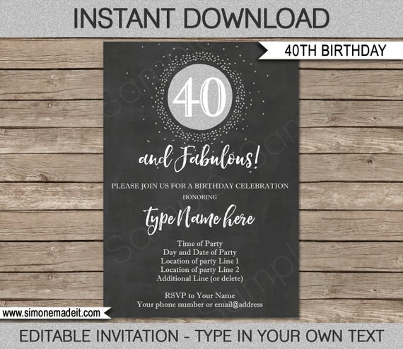 40Th Birthday Invitations Free Download 5