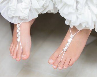 Girls Barefoot Sandals- Foot Jewelry- Beach Wedding- Footless Sandals- Barefoot Wedding Sandals- Flower Girl Gift- Baby barefoot Sandle- MCC