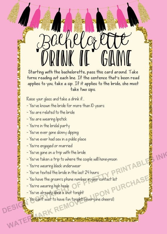 Drinking Game | Free Bachelorette Party Printables ...