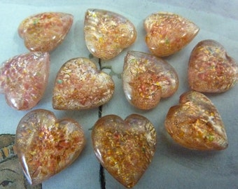 6 glass jewels, 15x14mm, moonstone, heart