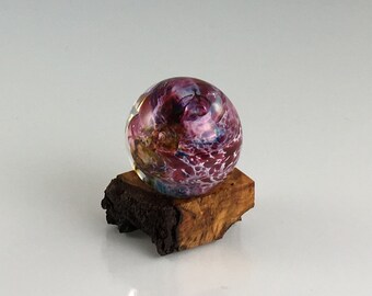 Glass Marble and Wood Stand by Jonathan Winfisky - Paperweight