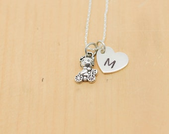 Cat Necklace, Cat Charm, Cat Pendant, Initial Necklace, Personalized Necklace, Sterling Silver Necklace, Charm Necklace, Bridesmaid Gift