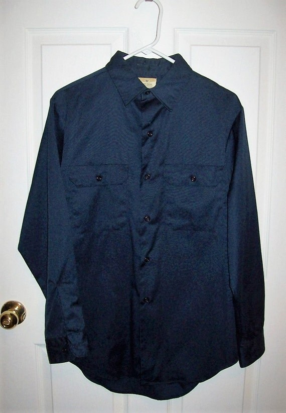 Vintage Men's Navy Blue Work Shirt by Big Mac Medium 15