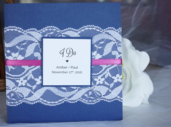 Navy And Lace Wedding Invitations 7