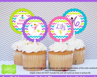 Gymnastics Cupcake Toppers - Gymnastics Party Circles - Gymnastic Toppers - Tumbling Cupcake Toppers - Digtal & Printed Availale