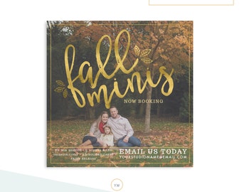 Fall Mini Session Template - Photography Templates - Photographer Marketing - Gold Foil- INSTANT DOWNLOAD MS012