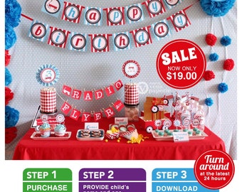 Radio Flyer Red Wagon Party Package Personalized FULL Collection Set - PRINTABLE DIY - PS817CA1x