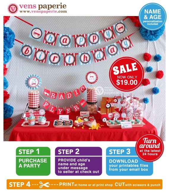 Radio Flyer Red Wagon Party Package Personalized FULL Collection Set - PRINTABLE DIY - PS817CA1x Il_570xn