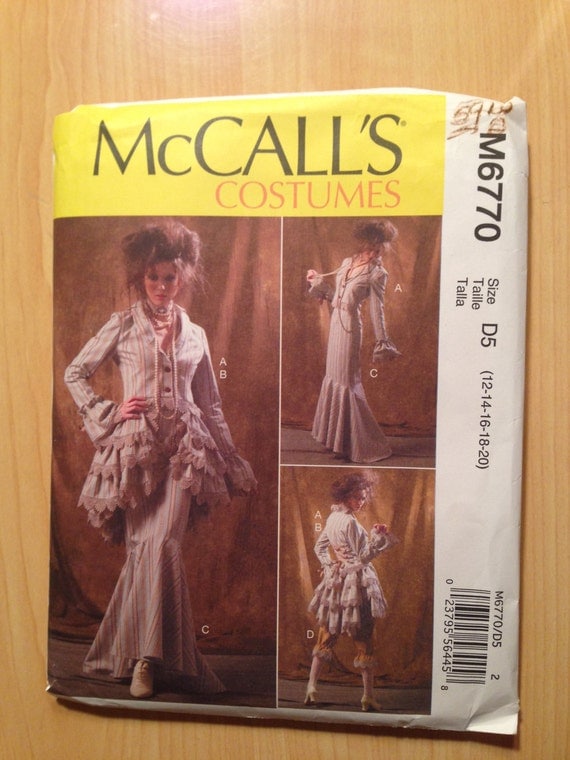 McCall's 6770 Sewing Pattern Misses Costume Jacket, Bustle/Capelet, Skirt and Pants Size 12-20