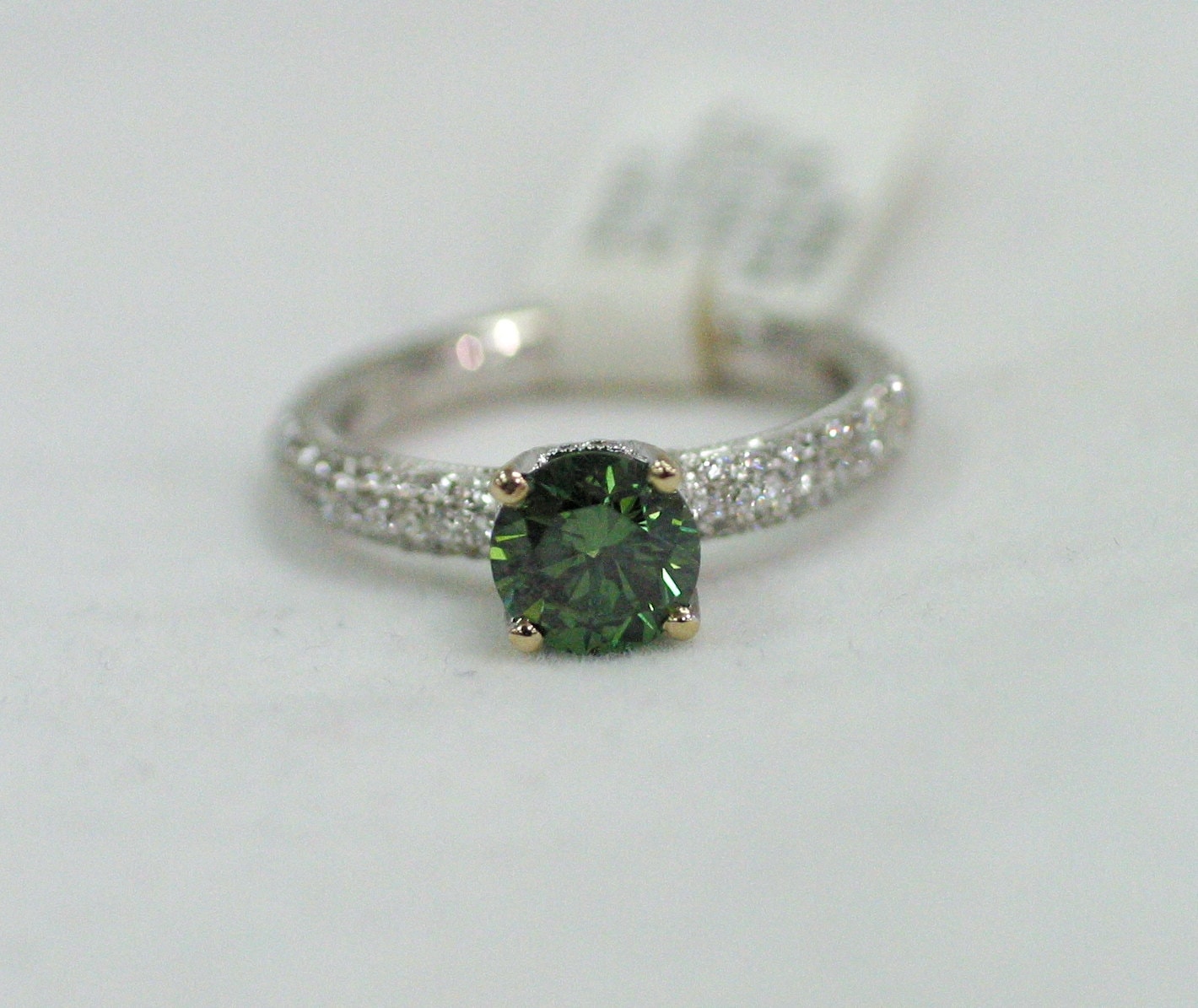 Green Diamond Engagement Ring Custom Designed by marrymejewelry