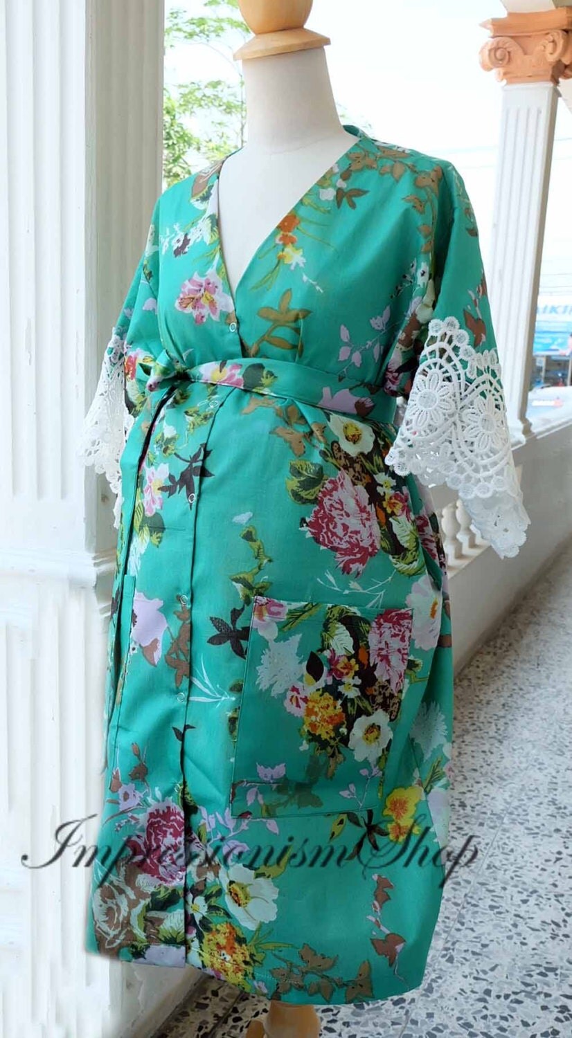 Maternity Robe Maternity Hospital Gown Snaps down Open Front