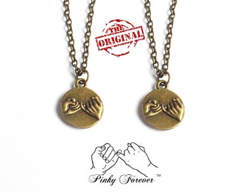 Bronze His Hers Couples Necklace, Best Friends Necklace, Pinky Promise Necklace, Pinky Swear Necklace, Boyfriend Girlfriend Pinkie