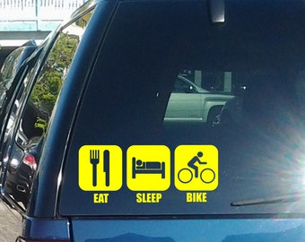 Eat Sleep Bike Vinyl Decal fits car windows, laptops and so much more, 26 colors and lots of sizes available K066