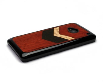 HTC One M7 Case Wood Chevron Geometric Red, HTC One Case Wood HTC One Case, Htc One Wood Case, Wood Htc One M7 Case, Htc One M7 Wood