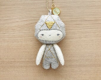 Hexagon Geometric creature plush keychain - geometric series plush - READY TO SHIP