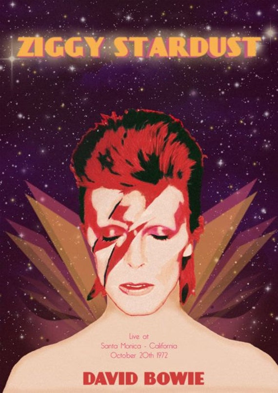 David Bowie Ziggy Stardust 1972 Concert Poster 8x10 Fabric 7909