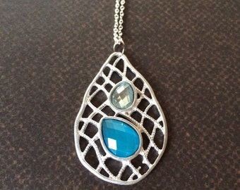 Wire Necklace - Wire Jewelry - Wire Jewlery - Turquoise Necklace - Turquoise Jewelry - Gemstone Necklace - Gemstone Pendant - Necklace