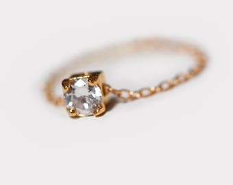 Cz Diamond Ring Stackable Dainty Ring, Chain Ring, Simple Cute Ring