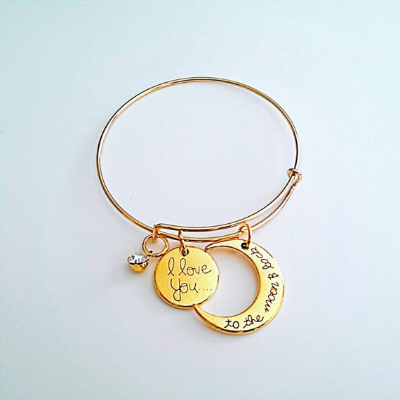 I Love You To The Moon And Back Charm Bracelet Bangle