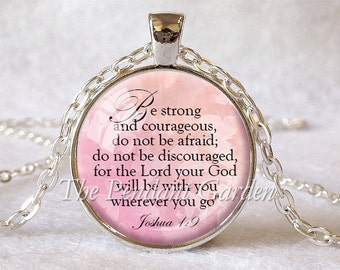 JOSHUA 1:9 PENDANT Scripture Quote Encouragement Bible Quote Jewelry Bible Verse Pendant Christian Gift Judaica Courage Faith Hope