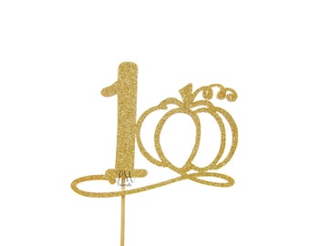 Custom Glitter Pumpkin Number Cake Topper - Birthday cake Topper, gold birthday cake topper, little pumpkin party, pumpkin birthday