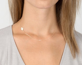 Hamsa Necklace, Gold Tiny Hamsa Necklace, Hand of Fatima Necklace, Evil Eye, Delicate Thin Gold Necklace by Layered and Long LN308