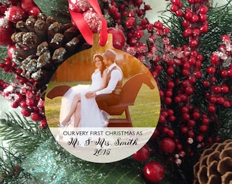 Ornament - Photo Ornament - Wedding Christmas Ornament - Mr. & Mrs. Christmas Ornament - Family Ornament - 1st Ornament - Stocking Stuffer