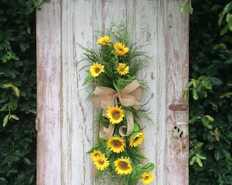 Sunflower Swag, Front Door Swag, Summer Swag, Summer Wreath, Summer Door Wreath, Summer Door Hanger, front door wreaths summer