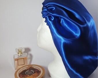 Satin Bonnet|Royal Blue Satin|Adult Bonnet|Big Hair|Hats & Cap|Hair Care|Satin sleep cap|Bonnet pattern|Natural Hair|Sleep Cap| Headscarf