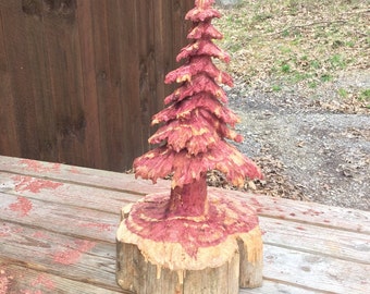Chainsaw Carving, Tree Wood Carving, Hand Carved Wood Art, by Josh Carte, Cedar Wood, Handmade Woodworking, Perfect Gift, Gift for Dad, Art
