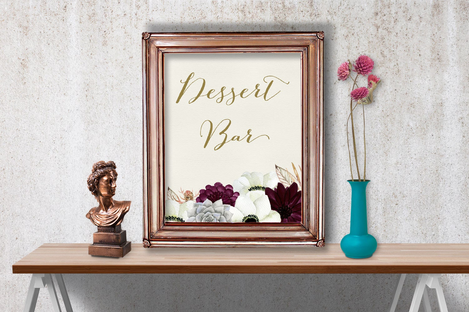 Dessert Bar Sign Printable Floral Dessert Bar Sign Succulent
