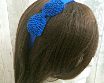 Retro Headband, Dolly Bow Headband, Blue Headband Women Gift Ideas, Alice Band, Prom Headband, Womens Headband, Bow Headband Women