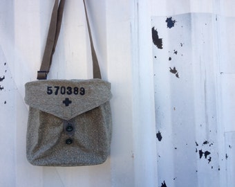 Swiss Army Canvas Gas Mask Bag -  Salt & Pepper