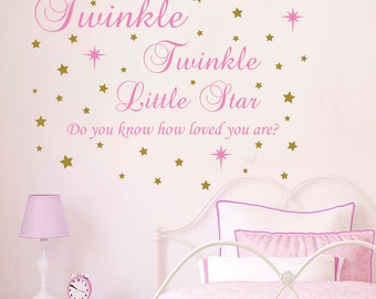 Items similar to Twinkle Twinkle Little Star Vinyl Wall Art Text ...