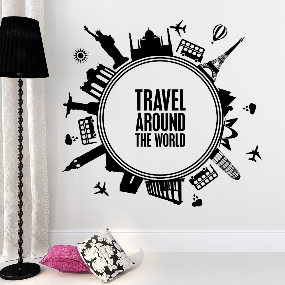 Quotes Wall Decals Travel Around The World Decal by DecalHouse