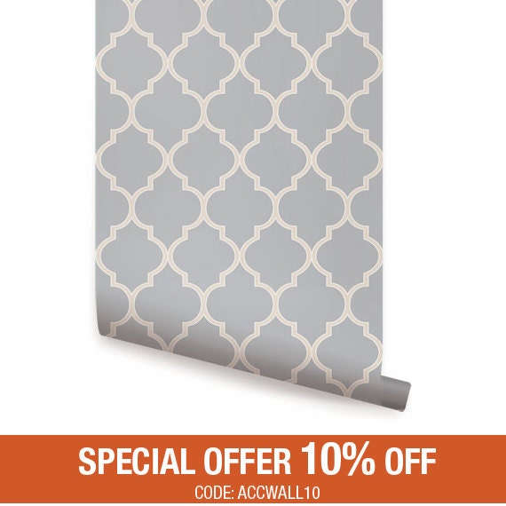 Moroccan Cool Light Grey Peel & Stick Fabric by AccentuWall