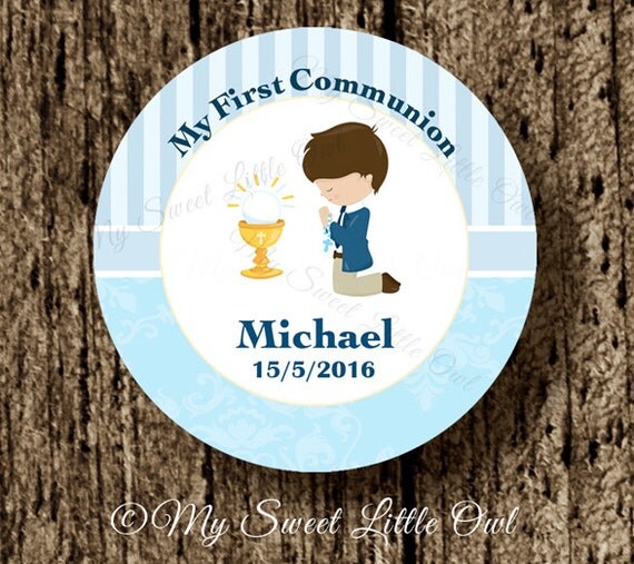 Boy First communion label - First communion sticker - first communion ...