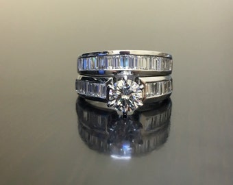 Platinum Diamond Engagement Ring - Art Deco Platinum Diamond Wedding Ring - Art Deco Diamond Platinum Ring - Platinum Baguette Diamond Ring