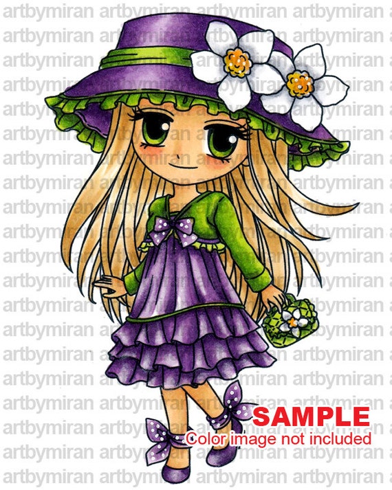 Digital Stamp - Gina(#274), Digi Stamp, Coloring page, Printable Line art for Card and Craft Supply