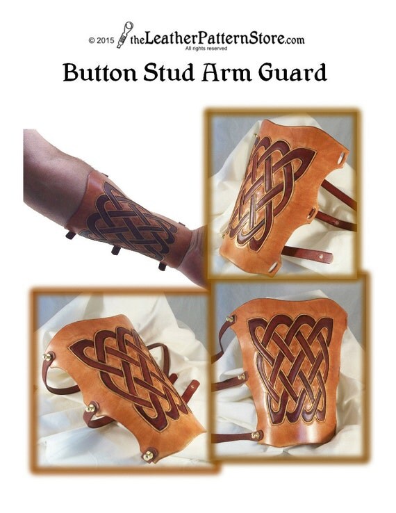 Button Stud Archery Arm Guard leathercraft pattern