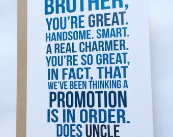 New Uncle Card / First Time Uncle / Baby Announcement / Family Baby Announcement / Pregnancy Reveal Card