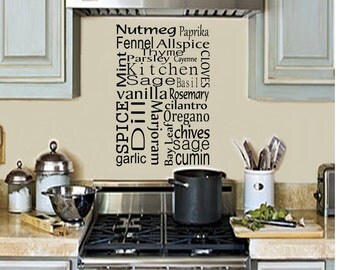 Kitchen Wall Decal -Kitchen Spice Vinyl Wall Decal- Kitchen Decal - Kitchen Decor-Kitchen Art Kitchen Wall Decor-Kitchen Wall Decor