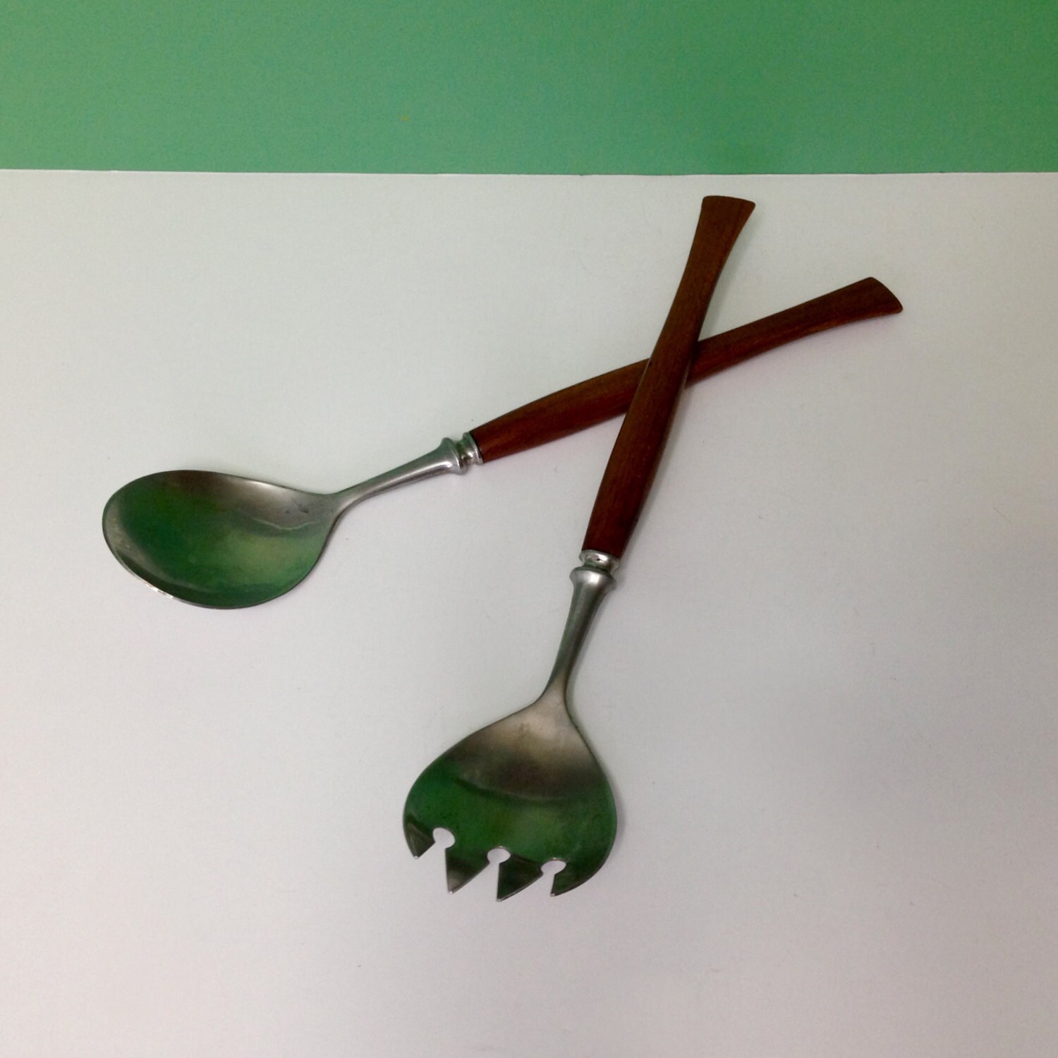 Vintage Cathrineholm Salad Server Set / Spoon and Fork