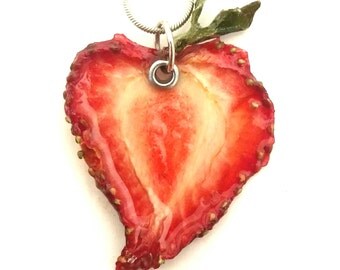 Real Strawberry Slice Necklace