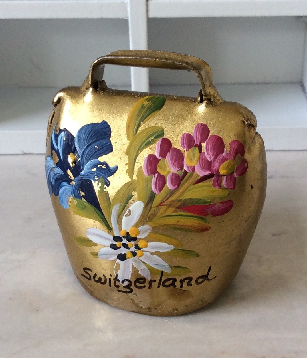 SALE...Vintage Brass Animal/Sheep Bell Handpainted