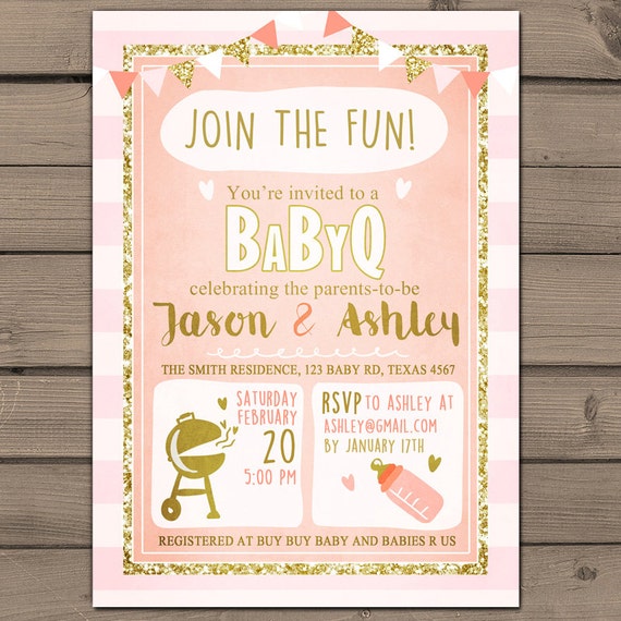 Baby Q invitation Coed Baby shower invite BBQ invitation coed