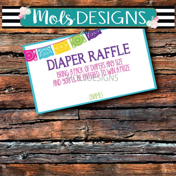 INSTANT Download DIAPER RAFFLE Ticket Fiesta Papel Picado Pink