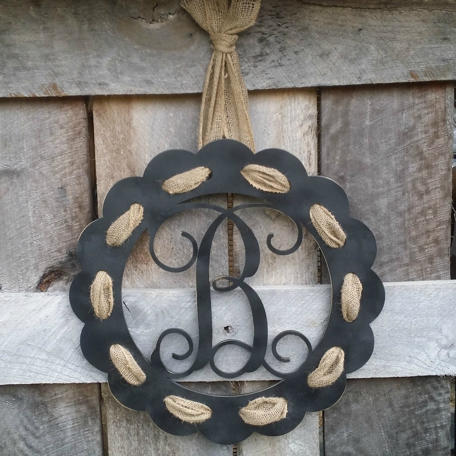 Painted Initial Door Hanger With Burlap Ribbon Distressed   Il Fullxfull.858073544 Axjn 