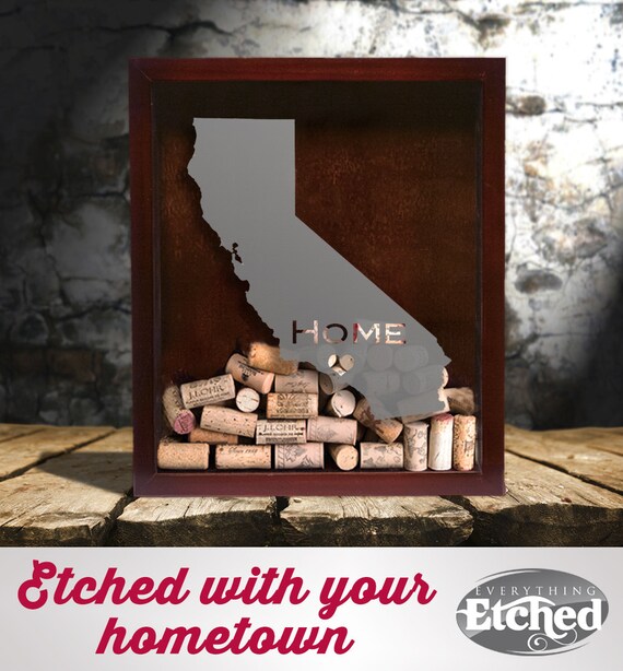 Home State Wine Cork Shadow Box Wedding by EverythingEtchedAZ